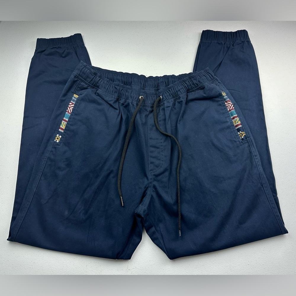 Wowie Rambler Jogger Pants Mens XL Blue Drawstring Casual Stretch Cotton Chino